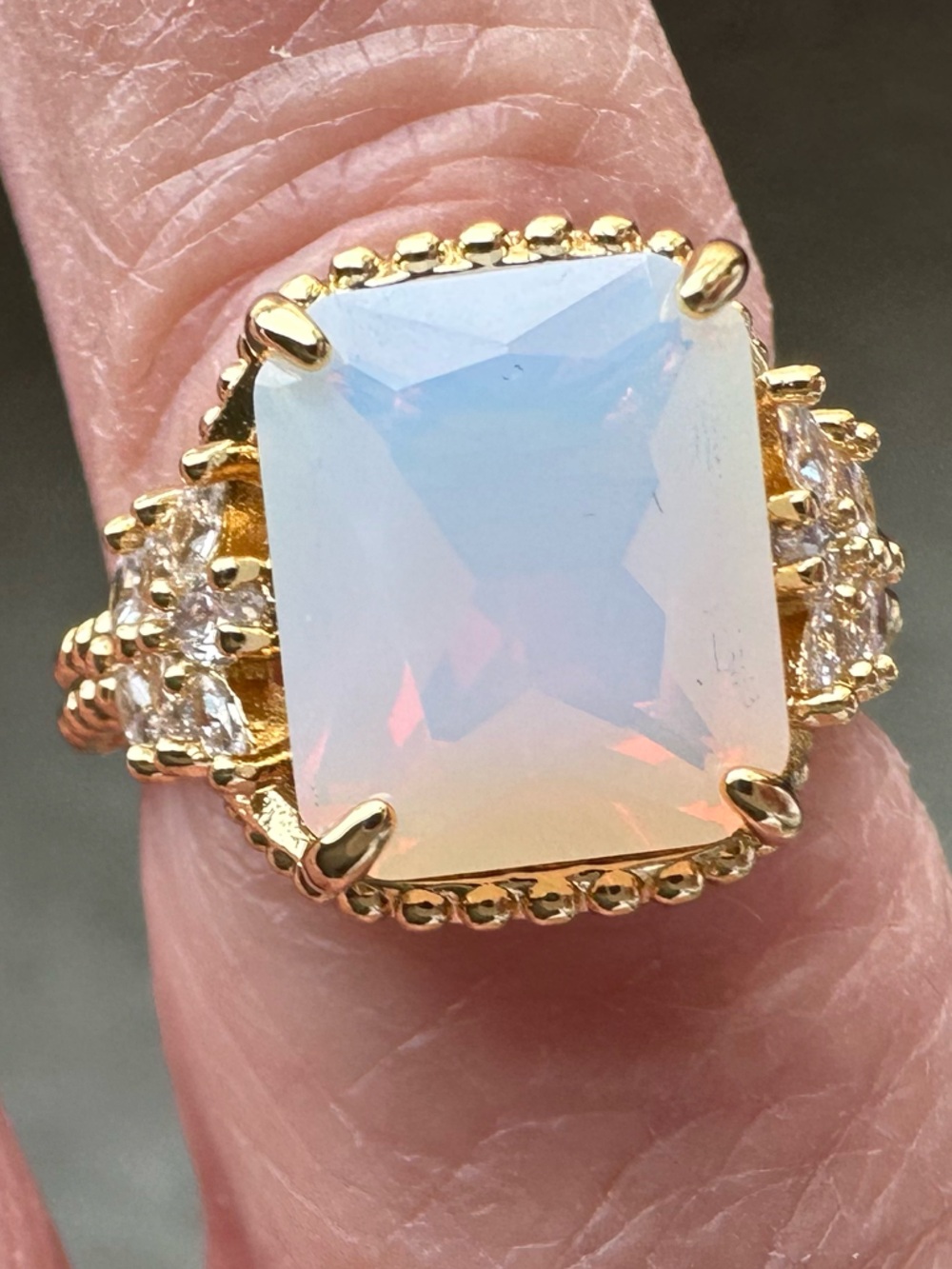 Bomb Party Gold and Moonstone GOT Game of Thrones Ring Size 7 - Picture 2 of 7